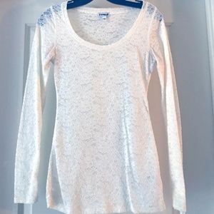 Long Sleeve White Lace Express top